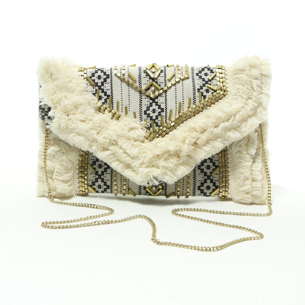 Shirdee Boho Beaded Crossbody Shoulder Clutch 8x12